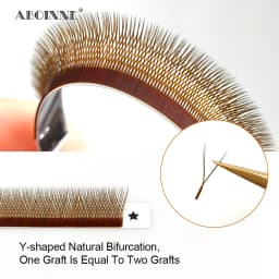 LAKANAKU High Quality YY Brown Lashes Premium Matte Individual Eyelash Faux Mink Y Volume Trays