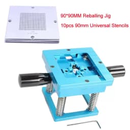 90*90MM BGA Reballing Kit Station 10pcs/lot 90mm Universal 0.3-0.76mm Stencils Template Holder Fixture Jig with Handle