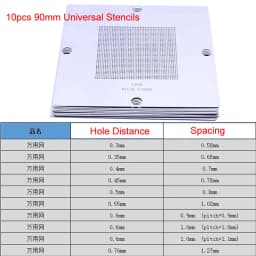 90*90MM BGA Reballing Kit Station 10pcs/lot 90mm Universal 0.3-0.76mm Stencils Template Holder Fixture Jig with Handle