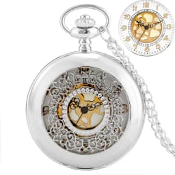 Exquise Starry Blue Dial Pendant Bronze Hollow Case Quartz Pocket Watch Roman Numerals Retro Watches Souvenir Gift for Men Women
