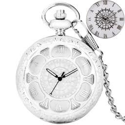 Exquise Starry Blue Dial Pendant Bronze Hollow Case Quartz Pocket Watch Roman Numerals Retro Watches Souvenir Gift for Men Women