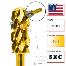 RolinStar 5.35 Small Round Top Barrel Gold Carbide Manicure Nail Drill Bit File Accessories 8 Different