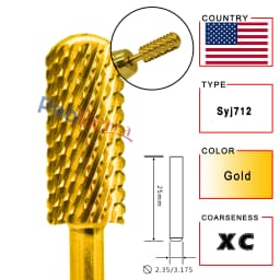 RolinStar 5.35 Small Round Top Barrel Gold Carbide Manicure Nail Drill Bit File Accessories 8 Different