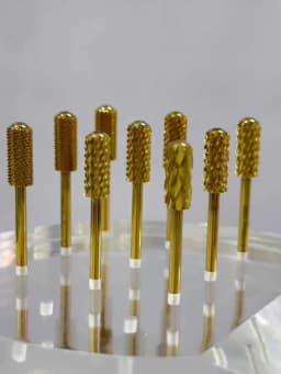 RolinStar 5.35 Small Round Top Barrel Gold Carbide Manicure Nail Drill Bit File Accessories 8 Different