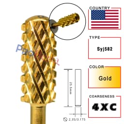 RolinStar 5.35 Small Round Top Barrel Gold Carbide Manicure Nail Drill Bit File Accessories 8 Different