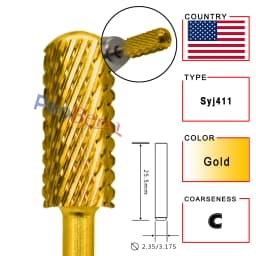 RolinStar 5.35 Small Round Top Barrel Gold Carbide Manicure Nail Drill Bit File Accessories 8 Different
