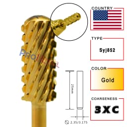 RolinStar 5.35 Small Round Top Barrel Gold Carbide Manicure Nail Drill Bit File Accessories 8 Different