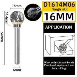 6-16MM Tungsten Steel Grinding Head Carbide Rotary File D Type Spherical Single And Double Slot Cutter End Milling Cutter