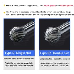 6-16MM Tungsten Steel Grinding Head Carbide Rotary File D Type Spherical Single And Double Slot Cutter End Milling Cutter