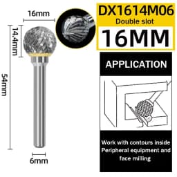 6-16MM Tungsten Steel Grinding Head Carbide Rotary File D Type Spherical Single And Double Slot Cutter End Milling Cutter