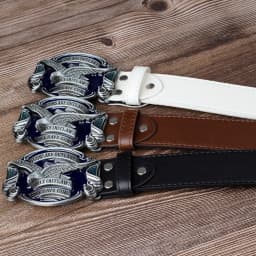 Eagle Belt for Men Jeans ONLY OUTLAWS WILL HAVE GUNS Metal Buckle Cowboy