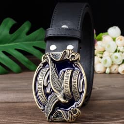 Eagle Belt for Men Jeans ONLY OUTLAWS WILL HAVE GUNS Metal Buckle Cowboy