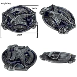 Eagle Belt for Men Jeans ONLY OUTLAWS WILL HAVE GUNS Metal Buckle Cowboy