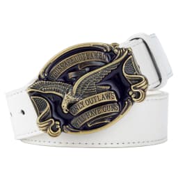 Eagle Belt for Men Jeans ONLY OUTLAWS WILL HAVE GUNS Metal Buckle Cowboy