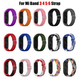 Bracelet for Mi band 10 8 7 6 Strap Elastic Adjustable Nylon Braided Miband4 Miband 5 Correa Wristband for Xiaomi Mi Bband 3 7 9