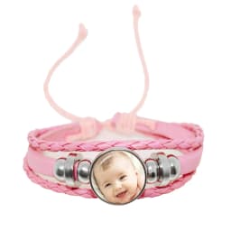 Custom Photo Multilayer Custom Leather Bracelet Handmade Custom LOGO Glass Dome Bracelet Men And Women Bracelet Gift