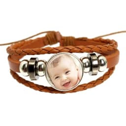 Custom Photo Multilayer Custom Leather Bracelet Handmade Custom LOGO Glass Dome Bracelet Men And Women Bracelet Gift