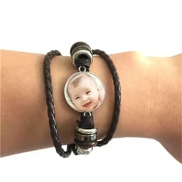 Custom Photo Multilayer Custom Leather Bracelet Handmade Custom LOGO Glass Dome Bracelet Men And Women Bracelet Gift