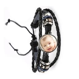 Custom Photo Multilayer Custom Leather Bracelet Handmade Custom LOGO Glass Dome Bracelet Men And Women Bracelet Gift