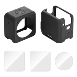 Silicone Case for DJI Action 2 Tempered Glass Screen Protector Protective Film Housing Cover for DJI OSMO Action 2 Accessories