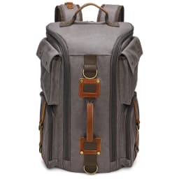 Vintage Leather Man16 inch Laptop Backpack Waxed Canvas Shoulder Rucksack Carry-On Travel Backpack for Men Women