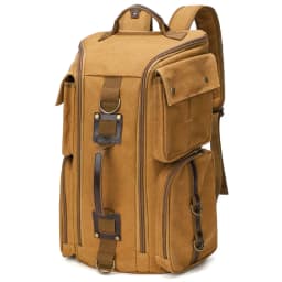 Vintage Leather Man16 inch Laptop Backpack Waxed Canvas Shoulder Rucksack Carry-On Travel Backpack for Men Women