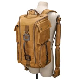 Vintage Leather Man16 inch Laptop Backpack Waxed Canvas Shoulder Rucksack Carry-On Travel Backpack for Men Women