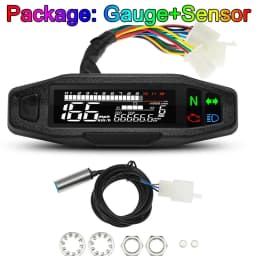 AD Universal Motorcycle Speedometer Digital Speed Meter LED Tachometer Dashboard Instrument Panel Meter LCD Display Y Bracket