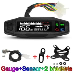 AD Universal Motorcycle Speedometer Digital Speed Meter LED Tachometer Dashboard Instrument Panel Meter LCD Display Y Bracket