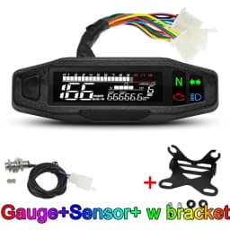 AD Universal Motorcycle Speedometer Digital Speed Meter LED Tachometer Dashboard Instrument Panel Meter LCD Display Y Bracket