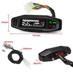 AD Universal Motorcycle Speedometer Digital Speed Meter LED Tachometer Dashboard Instrument Panel Meter LCD Display Y Bracket
