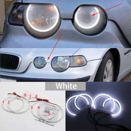 White & Amber Dual color Cotton LED Angel eyes kit ring DRL for BMW 3 series E46 sedan touring wagon coupe compact 1998-05