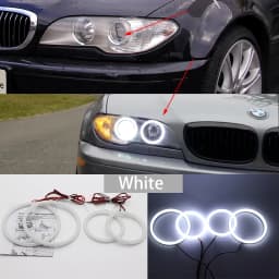 White & Amber Dual color Cotton LED Angel eyes kit ring DRL for BMW 3 series E46 sedan touring wagon coupe compact 1998-05