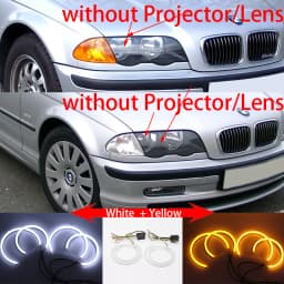 White & Amber Dual color Cotton LED Angel eyes kit ring DRL for BMW 3 series E46 sedan touring wagon coupe compact 1998-05