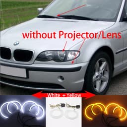 White & Amber Dual color Cotton LED Angel eyes kit ring DRL for BMW 3 series E46 sedan touring wagon coupe compact 1998-05