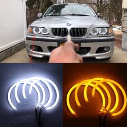 White & Amber Dual color Cotton LED Angel eyes kit ring DRL for BMW 3 series E46 sedan touring wagon coupe compact 1998-05