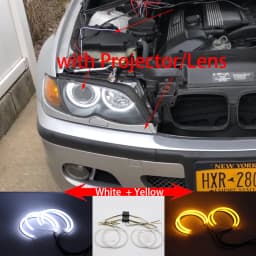 White & Amber Dual color Cotton LED Angel eyes kit ring DRL for BMW 3 series E46 sedan touring wagon coupe compact 1998-05
