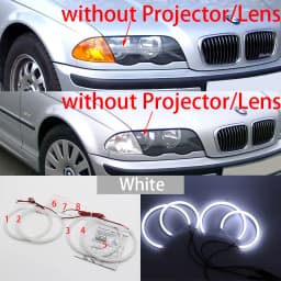 White & Amber Dual color Cotton LED Angel eyes kit ring DRL for BMW 3 series E46 sedan touring wagon coupe compact 1998-05