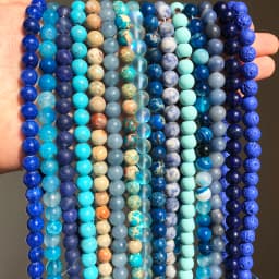 Natural Stone Blue Turquoises Agates Tiger Eye Lapis Lazuli Amazonite Round Beads For Jewelry Making DIY Bracelet Accessories