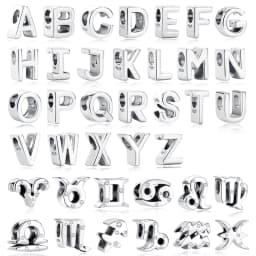 Original 925 Sterling Silver Charms Beads 12 Zodiac A-Z Letters Virgo Aries Fit Brand Bracelets Necklaces Jewelry For Women