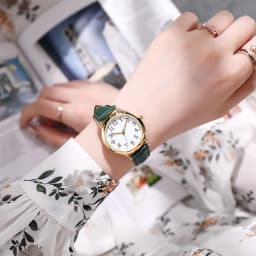 Leisure Fashion Women Quartz Watch Easy to Read Arabic Numerals Simple Dial PU Leather Strap Lady Candy Color