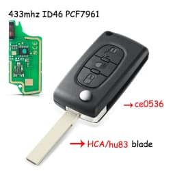 KEYYOU For Peugeot 307 3008 308 408 433MHz ID46 7941 CE0536 CE0523 Flip Key 2 Buttons VA2/HU83 Blade Car Key Fob ASK FSK