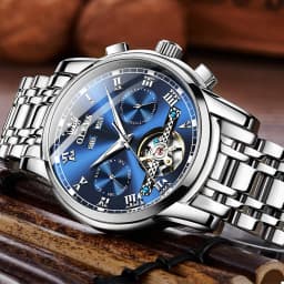 OLEVS 6607 Men's Watches Automatic Mechanical Business Wristwatch Calendar Waterproof Stainless Steel Strap Watch For Man