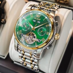 OLEVS 6607 Men's Watches Automatic Mechanical Business Wristwatch Calendar Waterproof Stainless Steel Strap Watch For Man