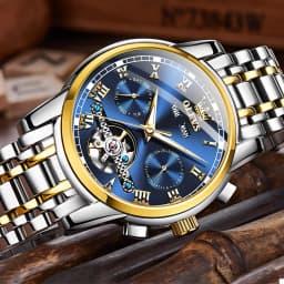 OLEVS 6607 Men's Watches Automatic Mechanical Business Wristwatch Calendar Waterproof Stainless Steel Strap Watch For Man