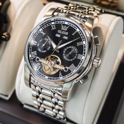 OLEVS 6607 Men's Watches Automatic Mechanical Business Wristwatch Calendar Waterproof Stainless Steel Strap Watch For Man