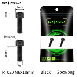 RISK 2pcs/box M6x18 Hollow Mountain Road Bike Bicycle Chainwheel Crank Arm Fixing Bolts Disc Brake Caliper Fixed Screws Titanium