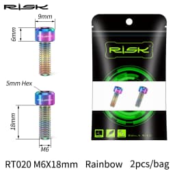 RISK 2pcs/box M6x18 Hollow Mountain Road Bike Bicycle Chainwheel Crank Arm Fixing Bolts Disc Brake Caliper Fixed Screws Titanium