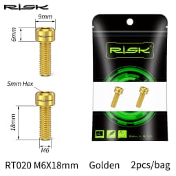 RISK 2pcs/box M6x18 Hollow Mountain Road Bike Bicycle Chainwheel Crank Arm Fixing Bolts Disc Brake Caliper Fixed Screws Titanium