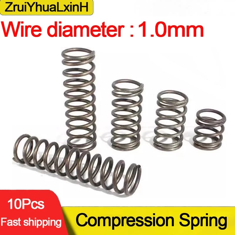 10Pcs/Lot 1.0mm Micro Small Compression Spring OD 5/6/7/8/9/10/11/12/13/14/15/16/17/18/19/20mm Length 10mm to 100mm